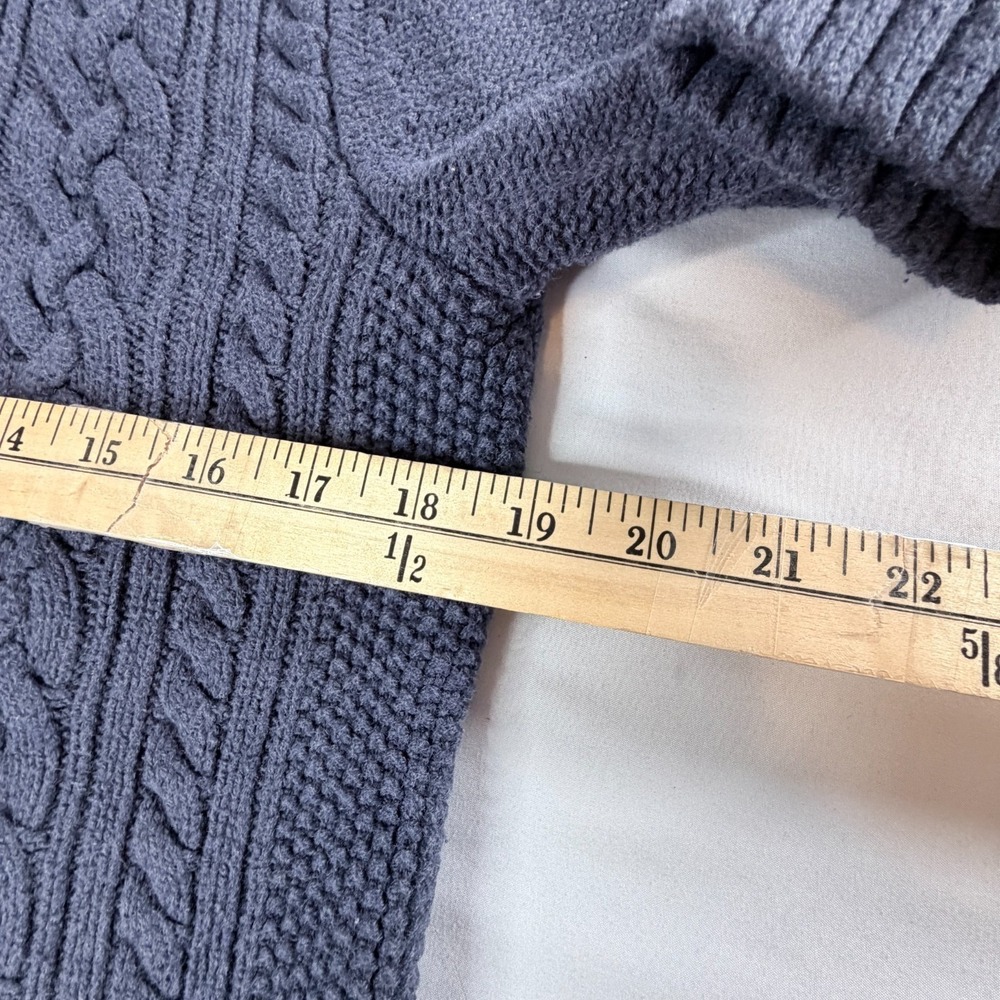 Vintage L.L Bean Cable Knit Cardigan Sweater Mock Neck Full Zip Size  Medium - Picture 5 of 7